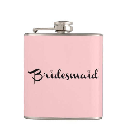 Bridesmaid Black on Pink Flachmann (Vorderseite)