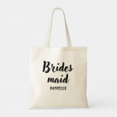 Bridesmaid Black Script Personalisierter Name Tote Tragetasche (Rückseite)