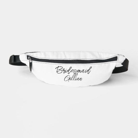 Bridesmaid Black Text on White Fanny Pack Bauchtasche (Vorderseite)
