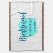 Bridesmaid blau grün Aquarellfarbe Name Datum ange Decke (Vorderseite Vertikal)