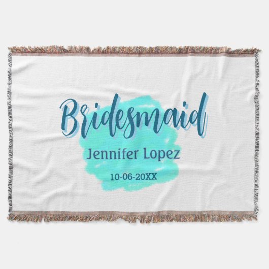 Bridesmaid blau grün Aquarellfarbe Name Datum ange Decke (Vorderseite)