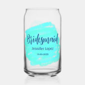 Bridesmaid blau grün Aquarellfarbe Name Datum ange Dosenglas (Rückseite)