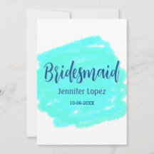 Bridesmaid blau grün Aquarellfarbe Name Datum ange