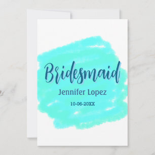 Bridesmaid blau grün Aquarellfarbe Name Datum ange Einladung