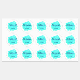 Bridesmaid blau grün Aquarellfarbe Name Datum ange Etiketten