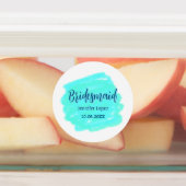 Bridesmaid blau grün Aquarellfarbe Name Datum ange Etiketten (Befestigt)