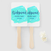 Bridesmaid blau grün Aquarellfarbe Name Datum ange Fächer (Vorne und Hinten)