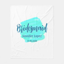 Bridesmaid blau grün Aquarellfarbe Name Datum ange Fleecedecke