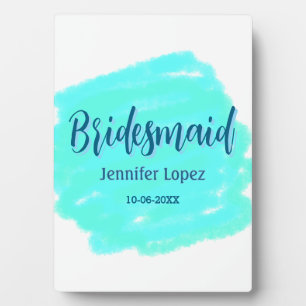Bridesmaid blau grün Aquarellfarbe Name Datum ange Fotoplatte