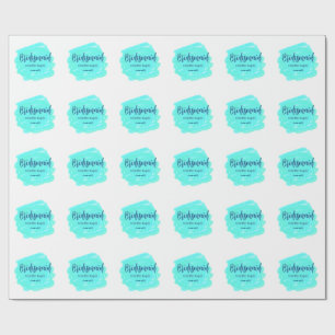 Bridesmaid blau grün Aquarellfarbe Name Datum ange Geschenkpapier