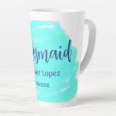 Bridesmaid blau grün Aquarellfarbe Name Datum ange Milchtasse (Rechte Ecke)