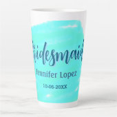 Bridesmaid blau grün Aquarellfarbe Name Datum ange Milchtasse (Vorderseite)