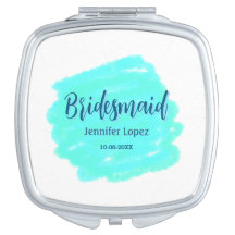Bridesmaid blau grün Aquarellfarbe Name Datum ange