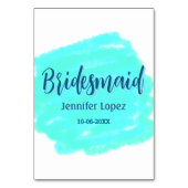 Bridesmaid blau grün Aquarellfarbe Name Datum ange Tischnummer (Rückseite)