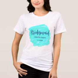 Bridesmaid blau grün Aquarellfarbe Name Datum ange Tri-Blend Shirt