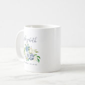 Bridesmaid Blue Ivory Personalisierte Hochzeit mit Kaffeetasse (Vorderseite Links)