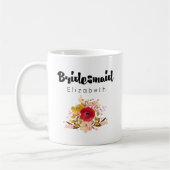 Bridesmaid - Blume Watercolor Bouquet Wedding Kaffeetasse (Links)