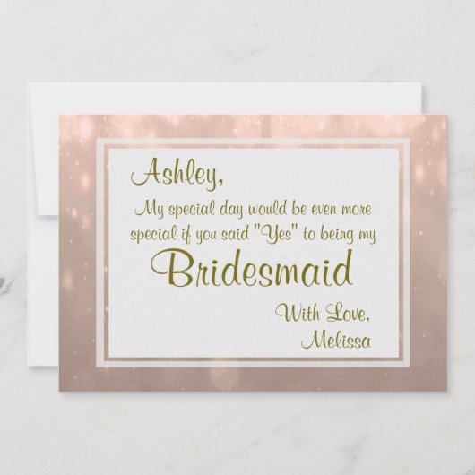 Bridesmaid | Blush Bokeh Einladung (Vorderseite)