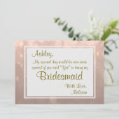 Bridesmaid | Blush Bokeh Einladung (Stehend Vorderseite)
