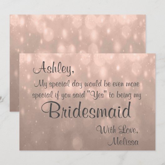 Bridesmaid | Blush Bokeh Einladung (Vorne/Hinten)