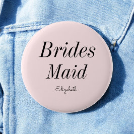 Bridesmaid Blush Pink Black Wedding Button