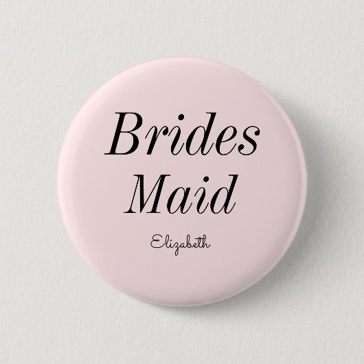 Bridesmaid Blush Pink Black Wedding Button (Vorderseite)