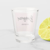 Bridesmaid Blush Pink Kalligraphie Schnapsglas (Rückseite)