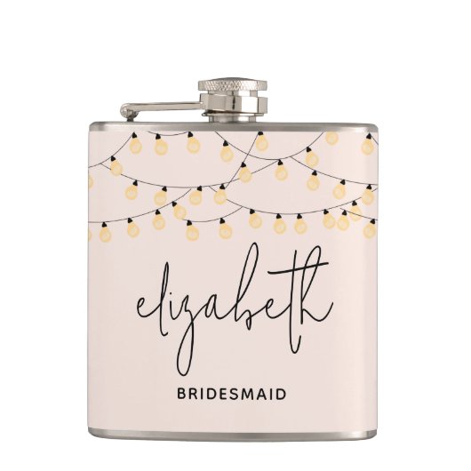 Bridesmaid Blush Pink Modernes Drehbuch Flachmann (Vorderseite)