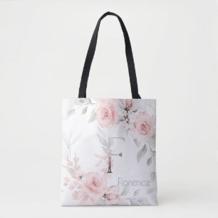 Bridesmaid Blush Pink Rose Monogram Letter F Tasche
