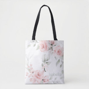 Bridesmaid Blush Pink Rose Monogram Letter I Tasche