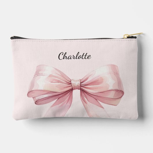 Bridesmaid-Bogen rosa eleganter Name Zubehörtasche (Rückseite)