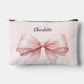 Bridesmaid-Bogen rosa eleganter Name Zubehörtasche (Vorderseite)