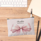 Bridesmaid-Bogen rosa eleganter Name Zubehörtasche
