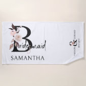 Bridesmaid Boho Floral Letter Bachelorette Weekend Strandtuch (Vorderseite)