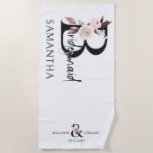 Bridesmaid Boho Floral Letter Bachelorette Weekend Strandtuch (Vorderseite)