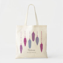 Bridesmaid Boho Lila Feather Mit Monogramm