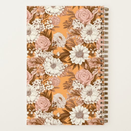 Bridesmaid Boho Orange and Peach Floral Pattern Notizblock (Rückseite)