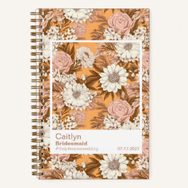 Bridesmaid Boho Orange and Peach Floral Pattern Notizblock