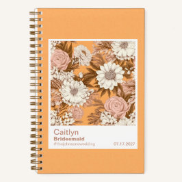 Bridesmaid Boho Orange and Peach Floral Pattern Notizblock