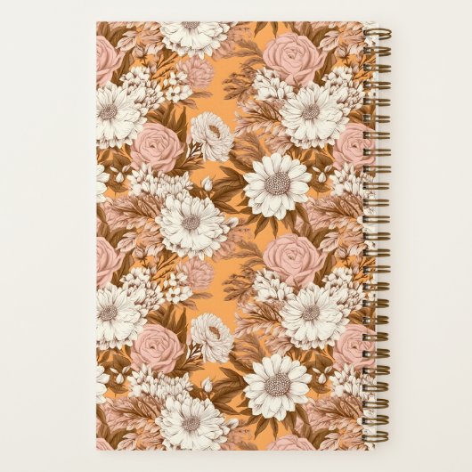 Bridesmaid Boho Orange and Peach Floral Pattern Notizblock (Rückseite)
