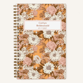 Bridesmaid Boho Orange and Peach Floral Pattern Notizblock