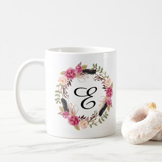 Bridesmaid Boho, personalisierte monogrammatische  Kaffeetasse (Mit Donut)