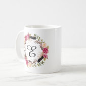 Bridesmaid Boho, personalisierte monogrammatische Kaffeetasse (Vorderseite Links)