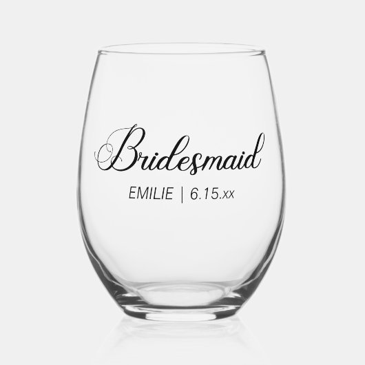 Bridesmaid Brautparty Bachelorette Wochenende Weinglas Ohne Stiel (Vorderseite)