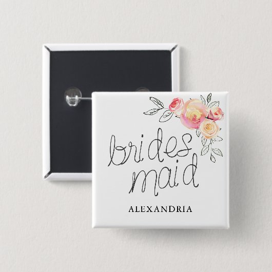Bridesmaid Brautparty Button (Vorne & Hinten)