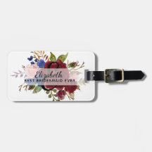 Bridesmaid Brautparty gibt Burgundy Blue Floral