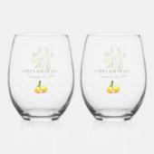 Bridesmaid Brautparty Lemon Wedding Theme Weinglas Ohne Stiel (Rückseite)