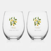 Bridesmaid Brautparty Lemon Wedding Theme Weinglas Ohne Stiel (Vorderseite)