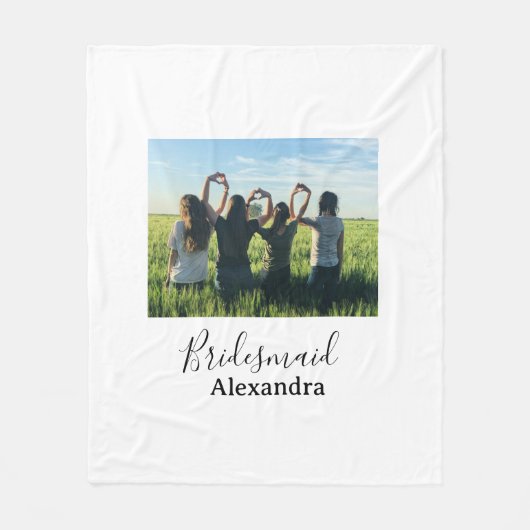 Bridesmaid bride squad name calligraphy photo gift fleecedecke (Vorderseite)
