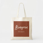 Bridesmaid Brown Terracotta Wedding Tote Bag Tragetasche<br><div class="desc">Bridesmaid Terracotta Brown Tote Tasche für Hochzeit,  Brautparty,  Brautparty,  Junggeselinnen-Abschied. Karo mehr Produkte mit diesem Design in der Kollektion unten.</div>